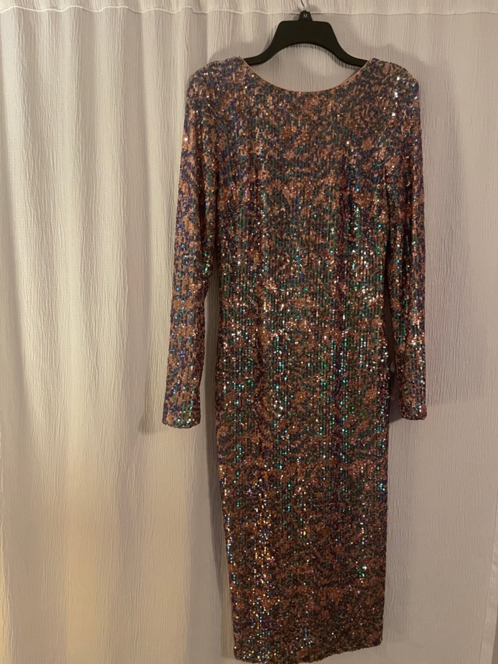 Sequin Long Sleeve Midi Dress - Multicolor
